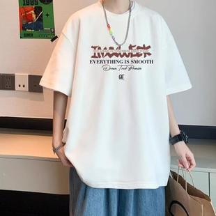 美式短袖t恤男夏季2026新款青少年宽松潮流字母印花半袖上衣学生