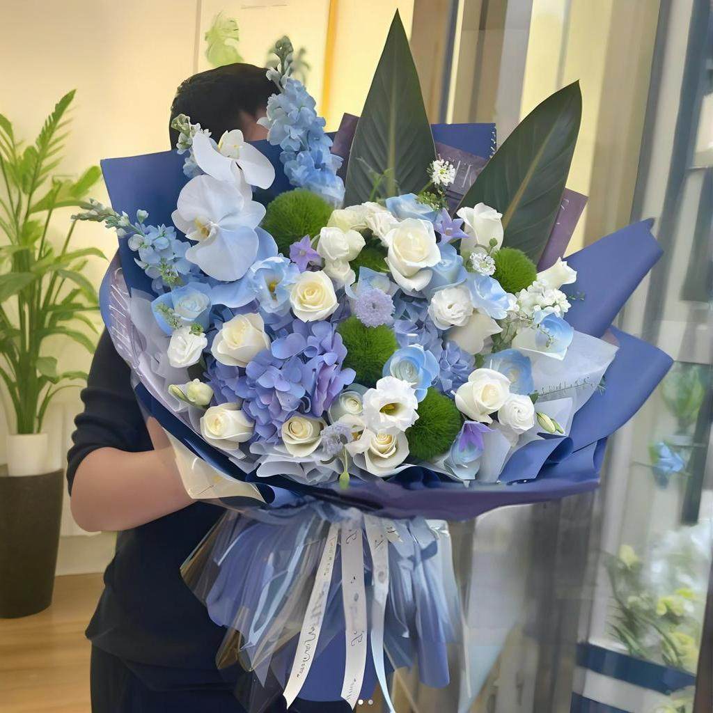 重庆混搭花束同城鲜花粉玫瑰洋桔梗速递配送花上门店生日送花订