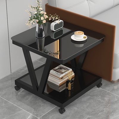 可移动茶几正方形沙发边几角几边桌方几钢化玻璃小方桌迷你小桌子