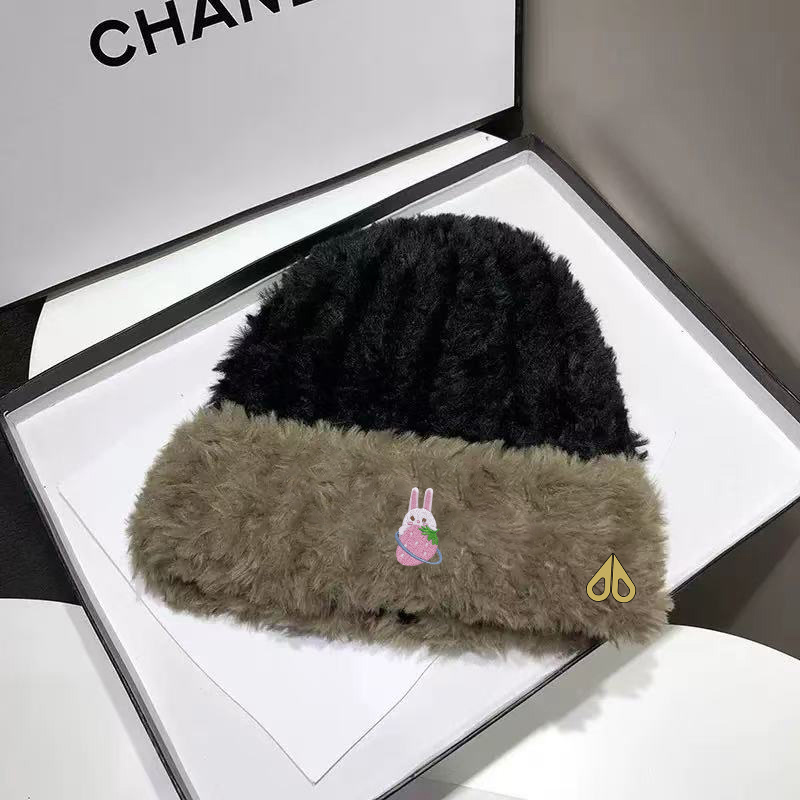剪刀四季MOOSE毛绒帽男女款冬季保暖防寒卡通图案百搭针织护耳帽