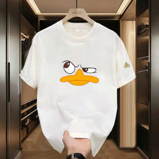 宽松型潮流上衣 T恤男女同款 Moose 剪刀休闲风卡通印花短袖