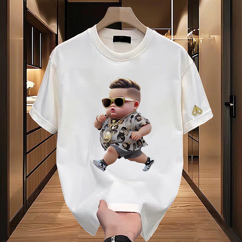 剪刀四季新款短袖T恤男女同款宽松型圆领印花休闲百搭潮牌上衣潮