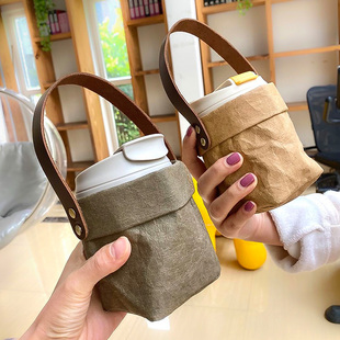 适用乐扣乐扣lock随行水杯套可爱咖啡杯手提袋子ins风玻璃杯套