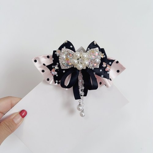 新款原创设计高级配色黑粉洛丽塔流苏日料百搭气质公主弹簧夹发饰