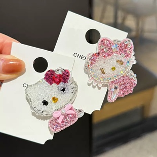 满钻hellokitty可爱发夹少女刘海碎发整理夹子头饰边夹卡通鸭嘴夹