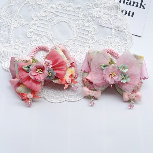 原创设计新款重工气质百搭公主洛丽塔蝴蝶结高弹性发圈发饰