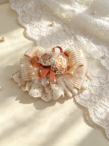 原创复古轻奢玫瑰花高级感发夹气质百搭小香风弹簧夹发夹发饰