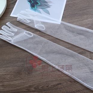 复古手套网纱短款 蕾丝结婚礼服婚纱新娘手套长手套超薄透明超仙女