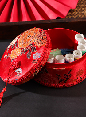 新娘红色针线盒结婚嫁妆女方陪嫁物品家用高质量针线收纳盒婚庆