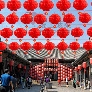 塑纸灯笼喜庆大红色小灯笼挂树上院子装饰过年商场开业春节布置