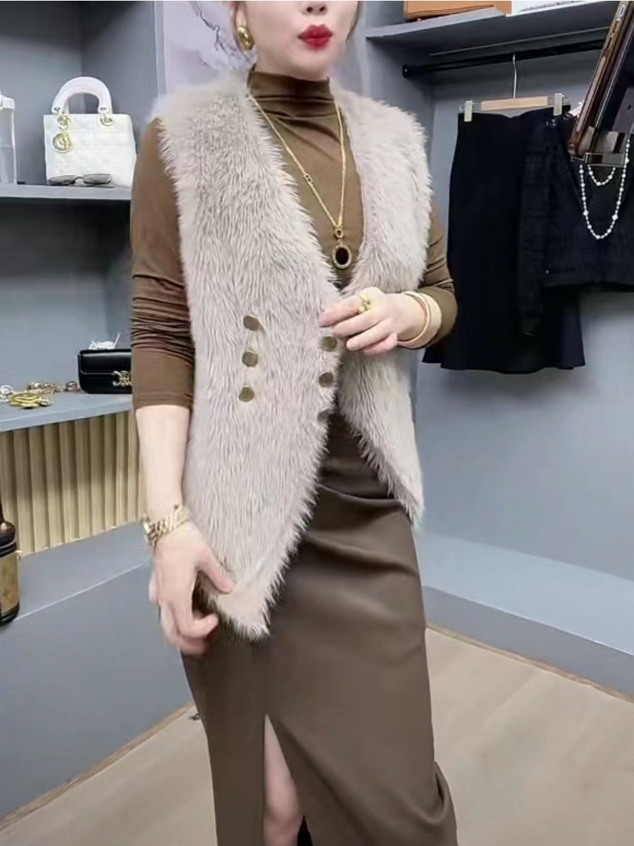 设计感仿水貂绒马甲女秋季