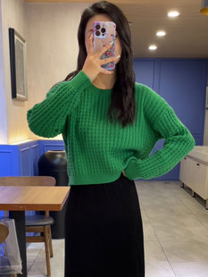 秋冬新款加厚毛衣女韩版宽松短款长袖套头洋气针织衫打底衫上衣潮