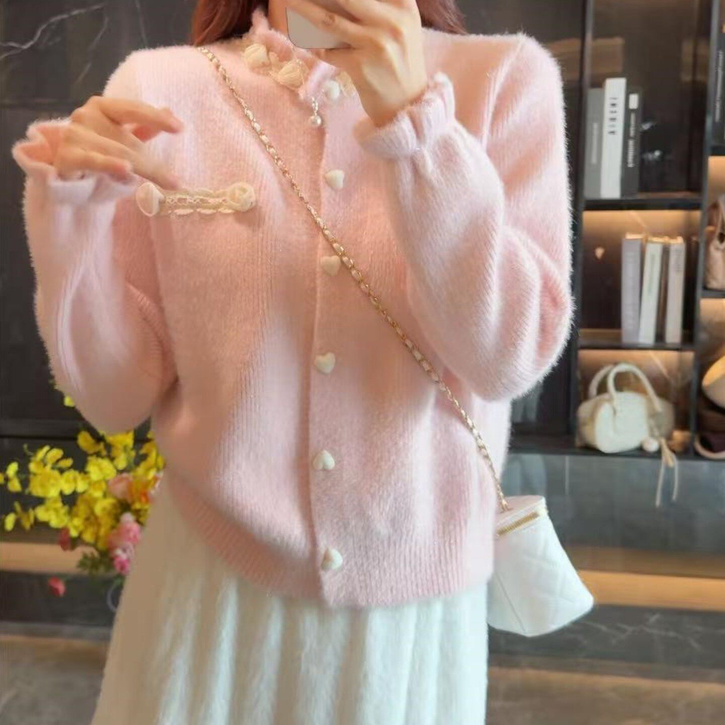 水貂绒针织开衫外套女秋冬2025新款宽松甜美减龄软糯短款加厚毛衣,女装/女士精品,毛针织衫,淘宝优惠券,粉丝福利购,淘宝优惠卷