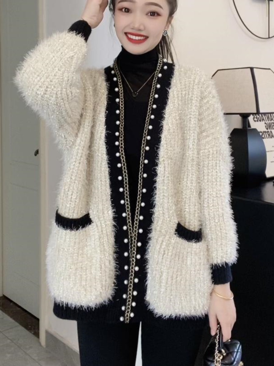 小香风针织毛衣开衫外套女