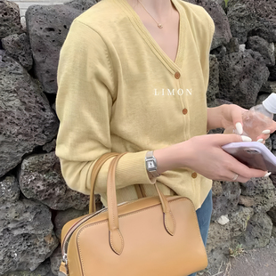 V领薄款针织开衫女春季2025新款小个子显瘦韩系简约短款百搭上衣