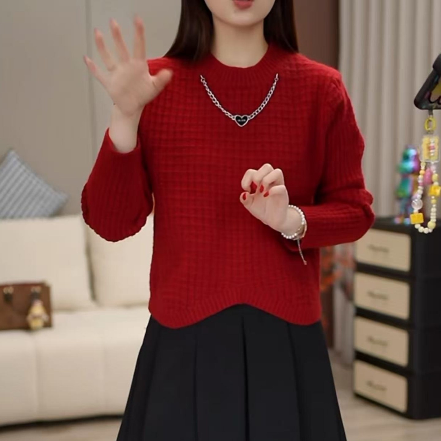 不规则圆领毛衣女秋冬装2025新款宽松显瘦内搭气质减龄针织打底衫