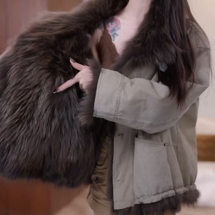 保暖加厚毛茸茸派克服外套女冬季 宽松休闲仿皮草洋气上衣 2025新款