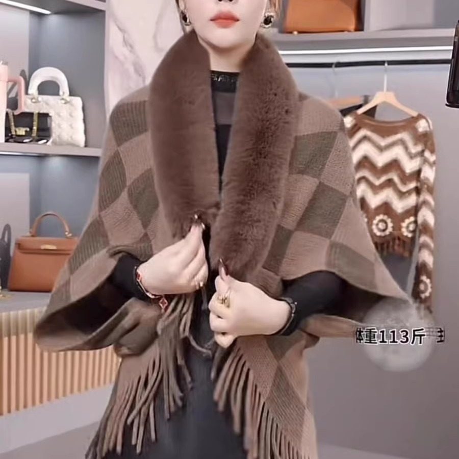 高级感毛领小披肩女秋冬2025