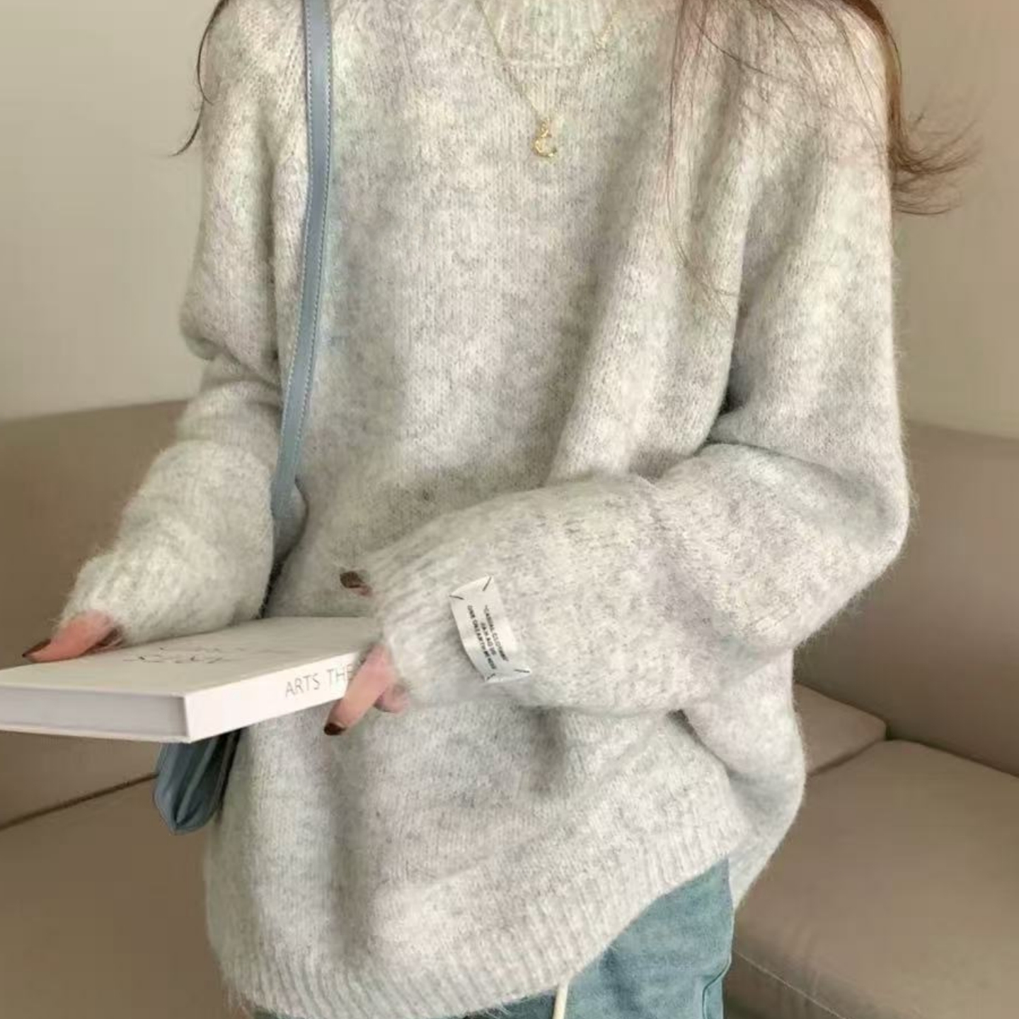 慵懒风圆领毛衣女秋冬2025
