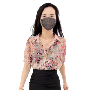 复古印花雪纺衬衫女夏季2025新款韩版宽松气质减龄短袖高级感上衣