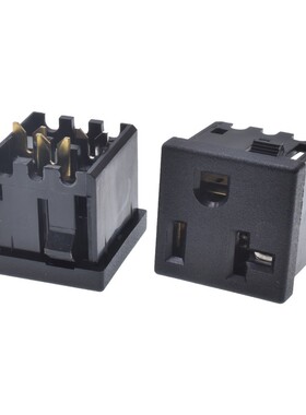 台湾荣丰进口认证AC电源美标座方形三孔卡式密封机箱插座RF-6003