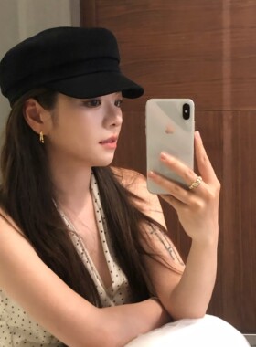韩国东大门春夏新款时尚透气防晒显脸小棉麻编织报童帽鸭舌帽女