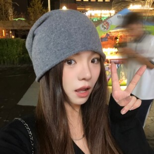 人鱼同款ins风羊毛针织冷帽经典百搭超显脸小卷边堆堆帽羊毛冷帽