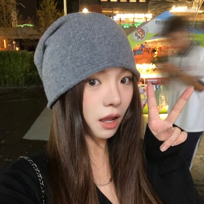 人鱼同款ins风羊毛针织冷帽经典百搭超显脸小卷边堆堆帽羊毛冷帽