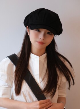棉麻报童帽女夏季复古小众设计港风麻布吸汗透气遮阳可折叠文艺帽