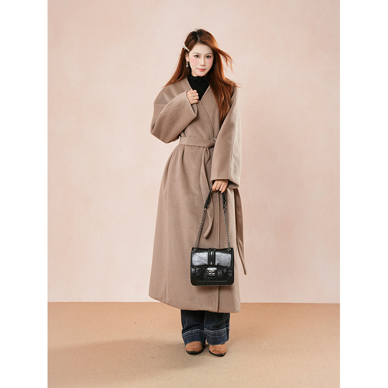 【晚秋电影】法式高级气质长款大衣秋冬新款宽松简约时尚百搭外套