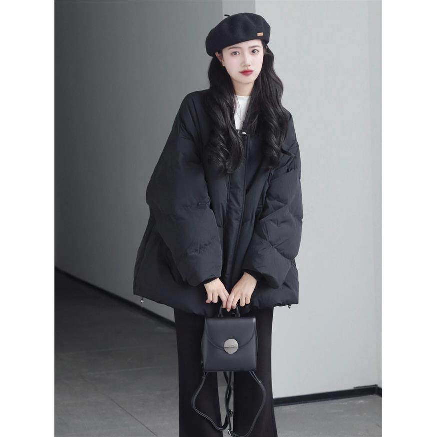 黑色高级感韩系羽绒服女款冬季2025新款小个子保暖面包服棉袄外套