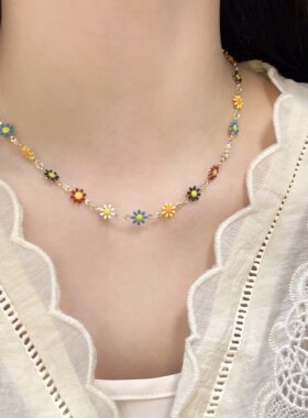 彩色小众项链女雏菊花朵手链