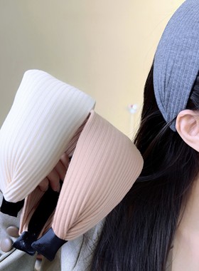 法式针织灰色加宽发箍女2026新款潮高颅顶时尚发带头箍发卡头饰