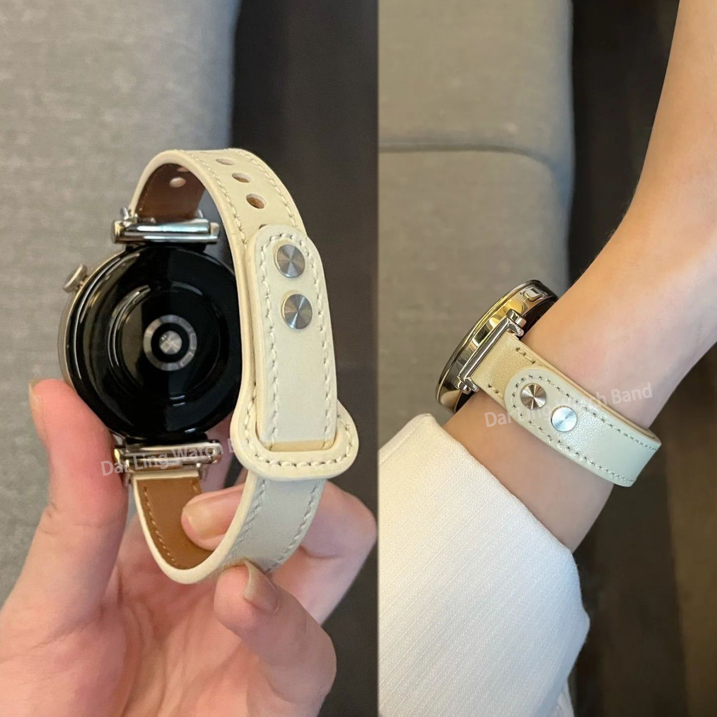 新款钉扣柔软皮质表带适用华为GT6GT5手表watch5GT4gt32Fit43高级