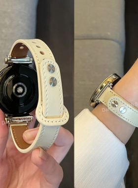 新款钉扣柔软皮质表带适用华为GT6GT5手表watch5GT4gt32Fit43高级