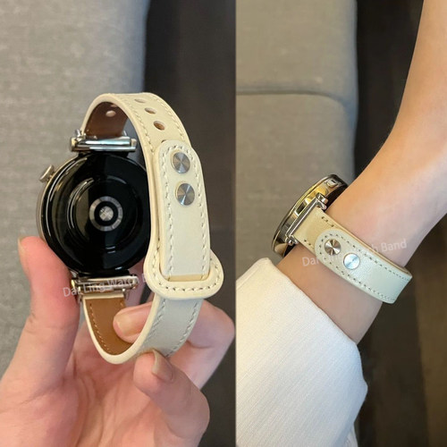新款钉扣柔软皮质表带适用华为GT6GT5手表watch5GT4gt32Fit43高级