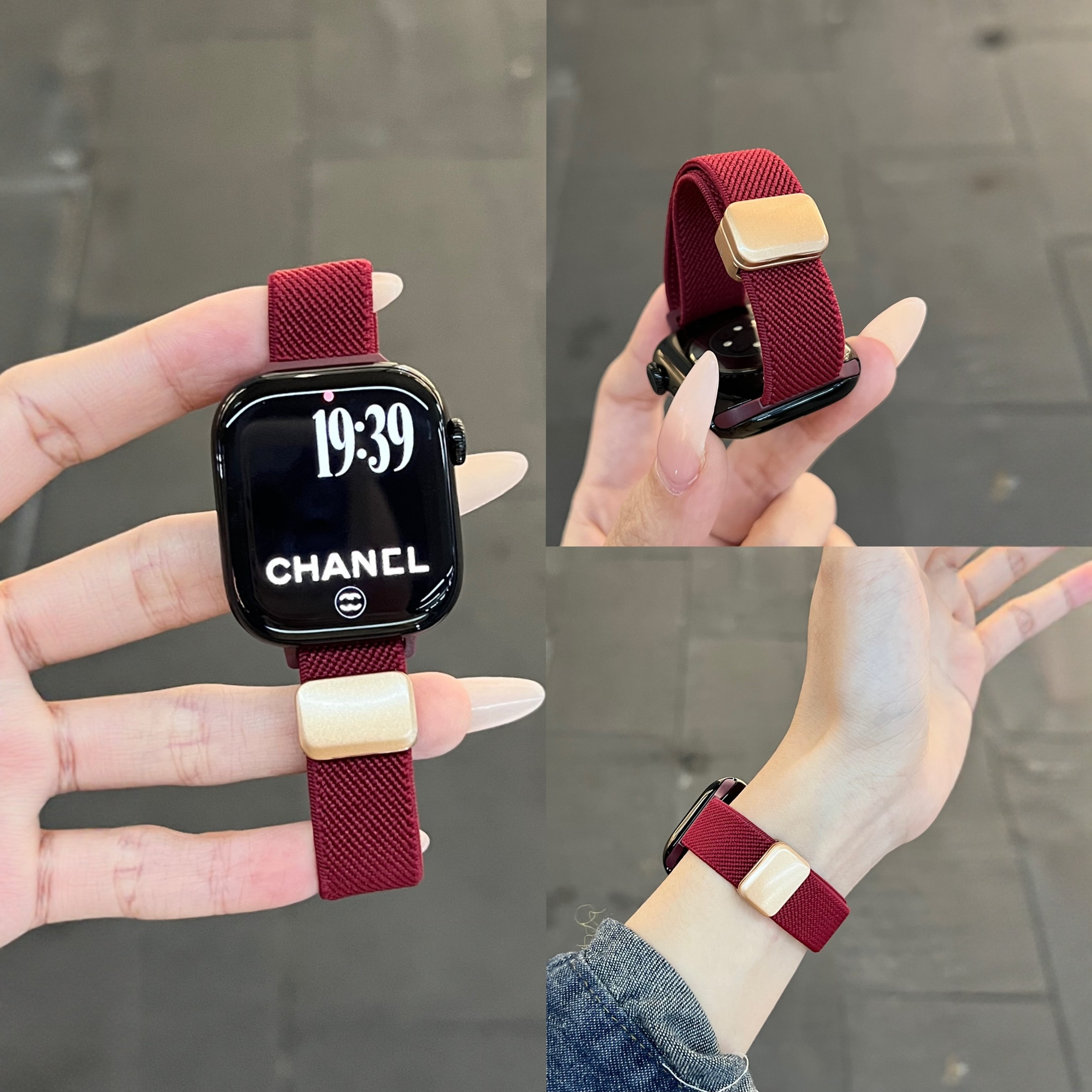 细款平纹尼龙编织磁吸iwatchS11表带适用红米65苹果s109华为Fit54