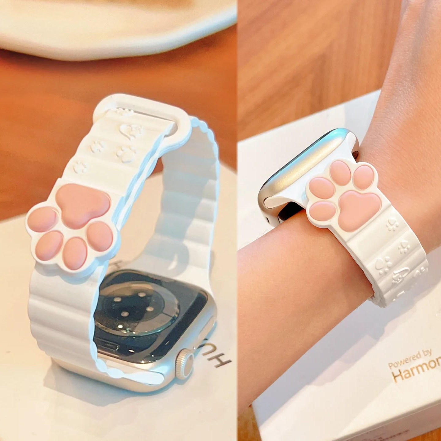 夏日可爱猫爪硅胶磁吸iwatchS12表带适用苹果s11ApplewatchS109SE