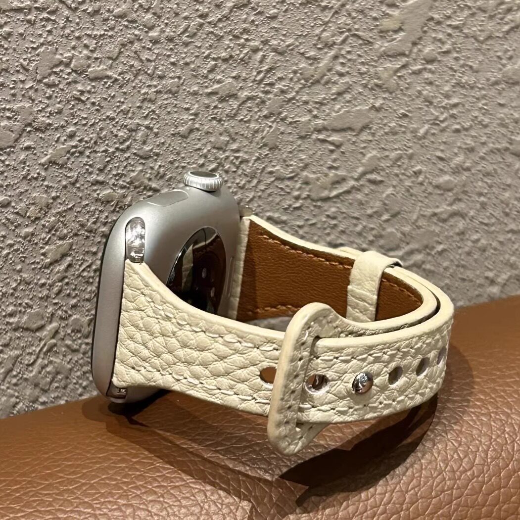 新款荔枝纹皮质表带适用iWatchS11苹果S10s97se华为FIT5/Fit4通用