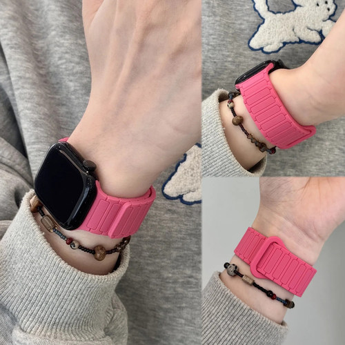 张婧仪三株硅胶磁吸表带适用苹果S11s1098华为FIT5小米10Pro红米6