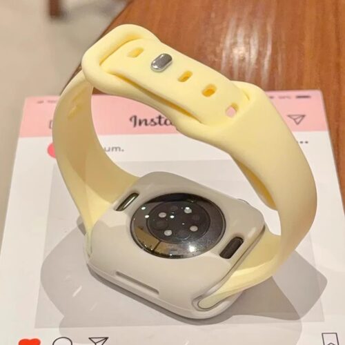 细款奶黄小蛮腰液态硅胶iwatchs11表带适用苹果s10AppleWatchS987
