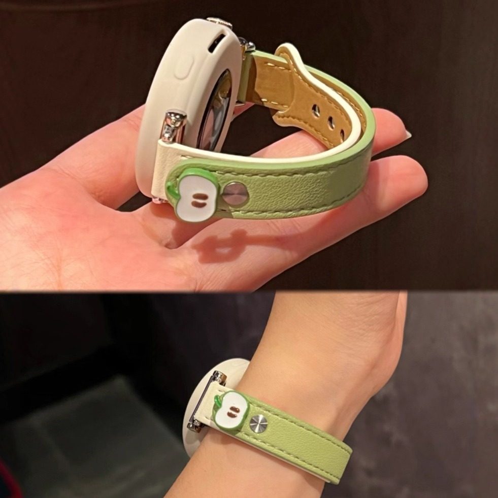 新款苹果钉扣皮质表带适用华为GT5新款watch5GT43OPPOWatchX2Mini图片