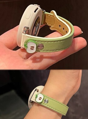 新款苹果钉扣皮质表带适用华为GT5新款watch5GT43OPPOWatchX2Mini