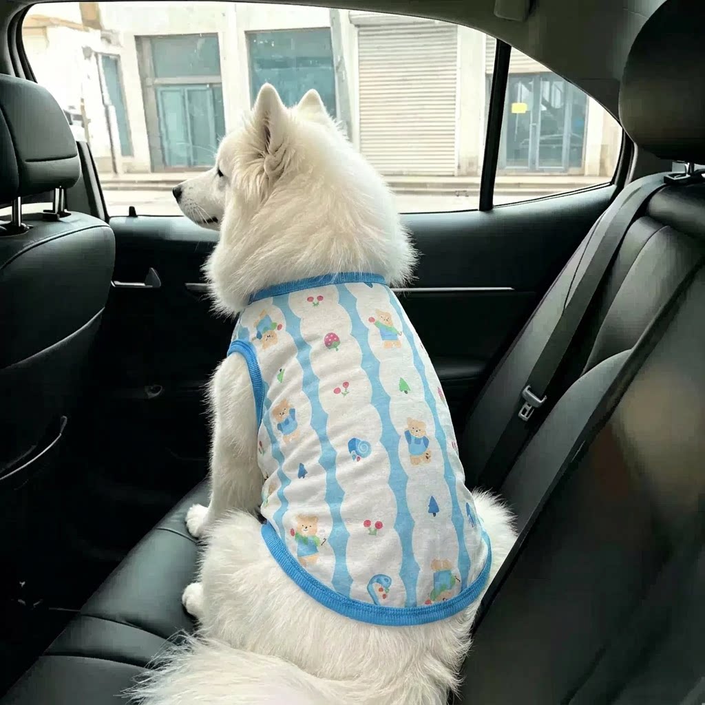 狗狗衣服夏季薄款网纱冰感凉凉衣萨摩耶金毛家居服睡衣防掉毛背心