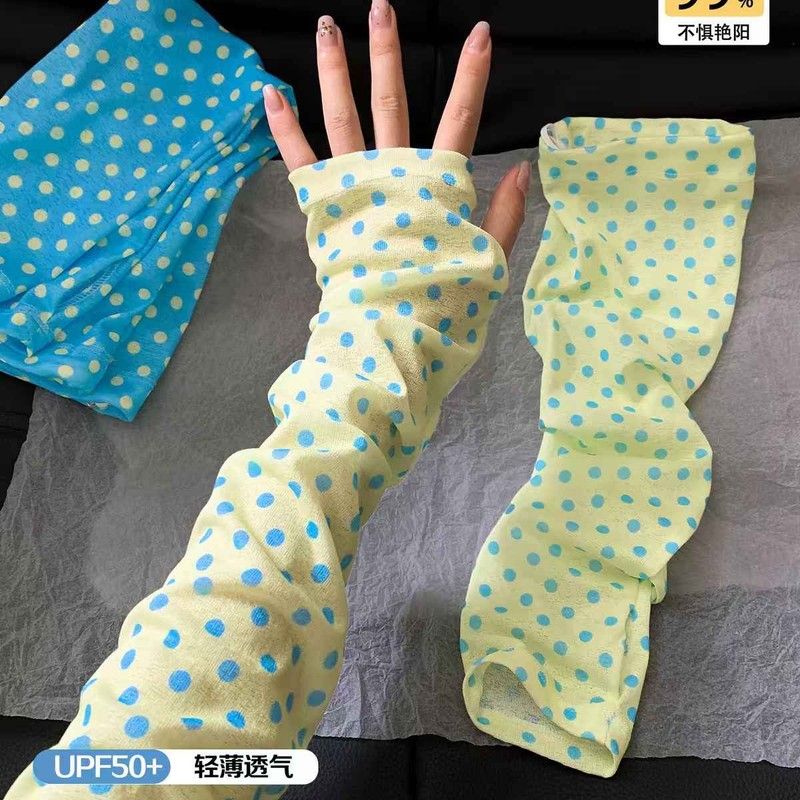 彩色少女波点堆堆袜套袖两穿夏日多巴胺甜妹护臂袜套百搭防晒神器