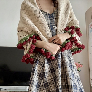 99朵玫瑰花束毯子成品材料包手工DIY钩织毛线牛奶棉保暖披肩送礼