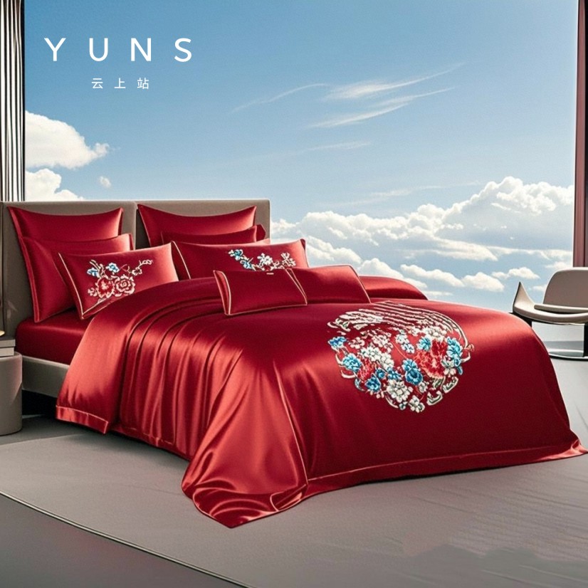 YUNS云上站100%桑蚕丝湘绣非遗珍藏版定制六件套