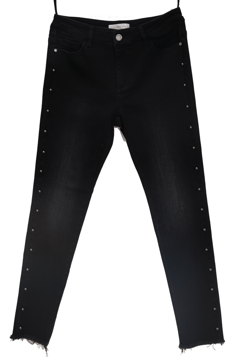 朵以春秋款时尚百搭毛边牛仔裤铅笔裤小脚裤显瘦黑色潮33dq228115