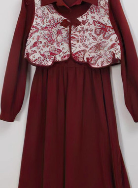 朵以2024冬装时尚甜美气质短款小马甲衬衫连衣裙套装39BD839100