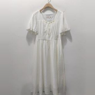 朵以2024夏装新款韩版淑女气质泡泡连衣裙高腰显瘦39DX812051